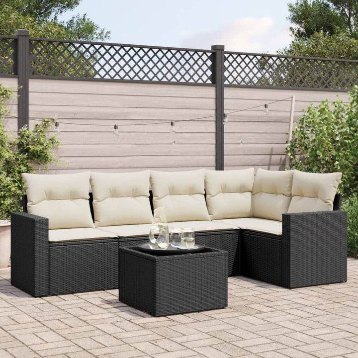 Soffgrupp För Trädgården Med Dynor 6 Delar Beige Konstrotting