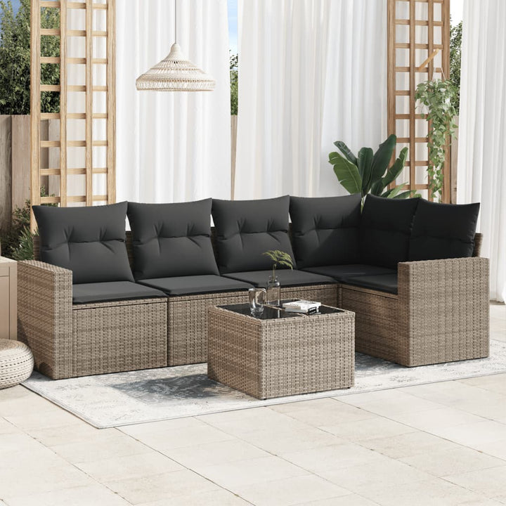Soffgrupp För Trädgården Med Dynor 6 Delar Beige Konstrotting