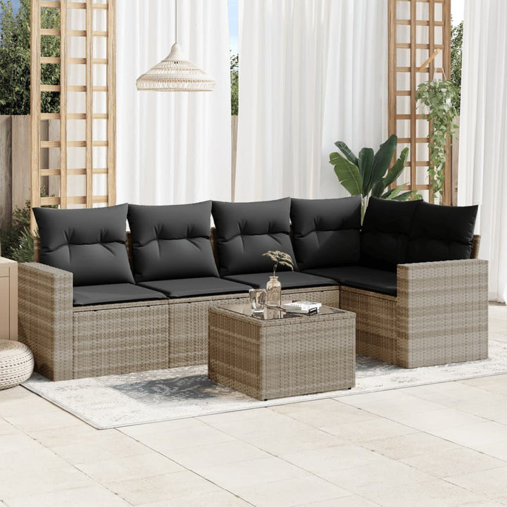 Soffgrupp För Trädgården Med Dynor 6 Delar Beige Konstrotting