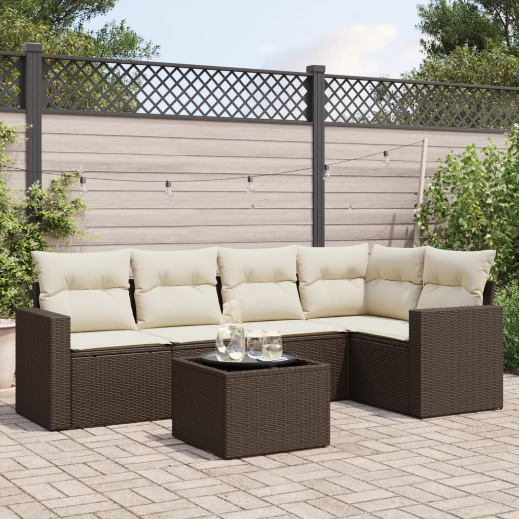 Soffgrupp För Trädgården Med Dynor 6 Delar Beige Konstrotting