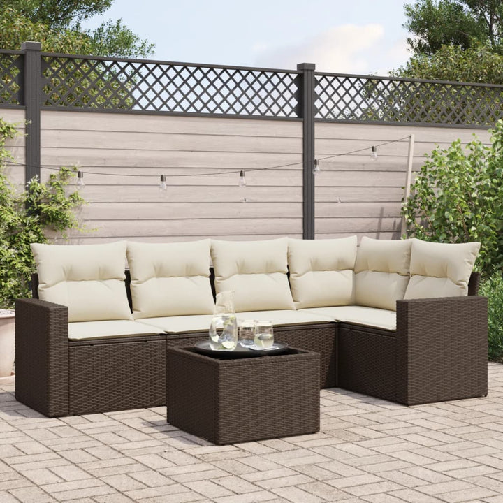 Soffgrupp För Trädgården Med Dynor 6 Delar Beige Konstrotting