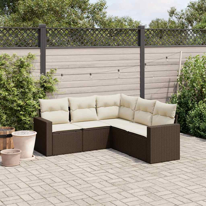 Loungegrupp För Trädgården Med Dynor 5 Delar Svart Konstrotting