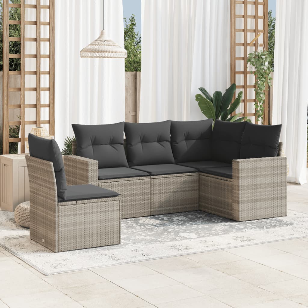 Soffgrupp För Trädgården Med Dynor 5 Delar Beige Konstrotting