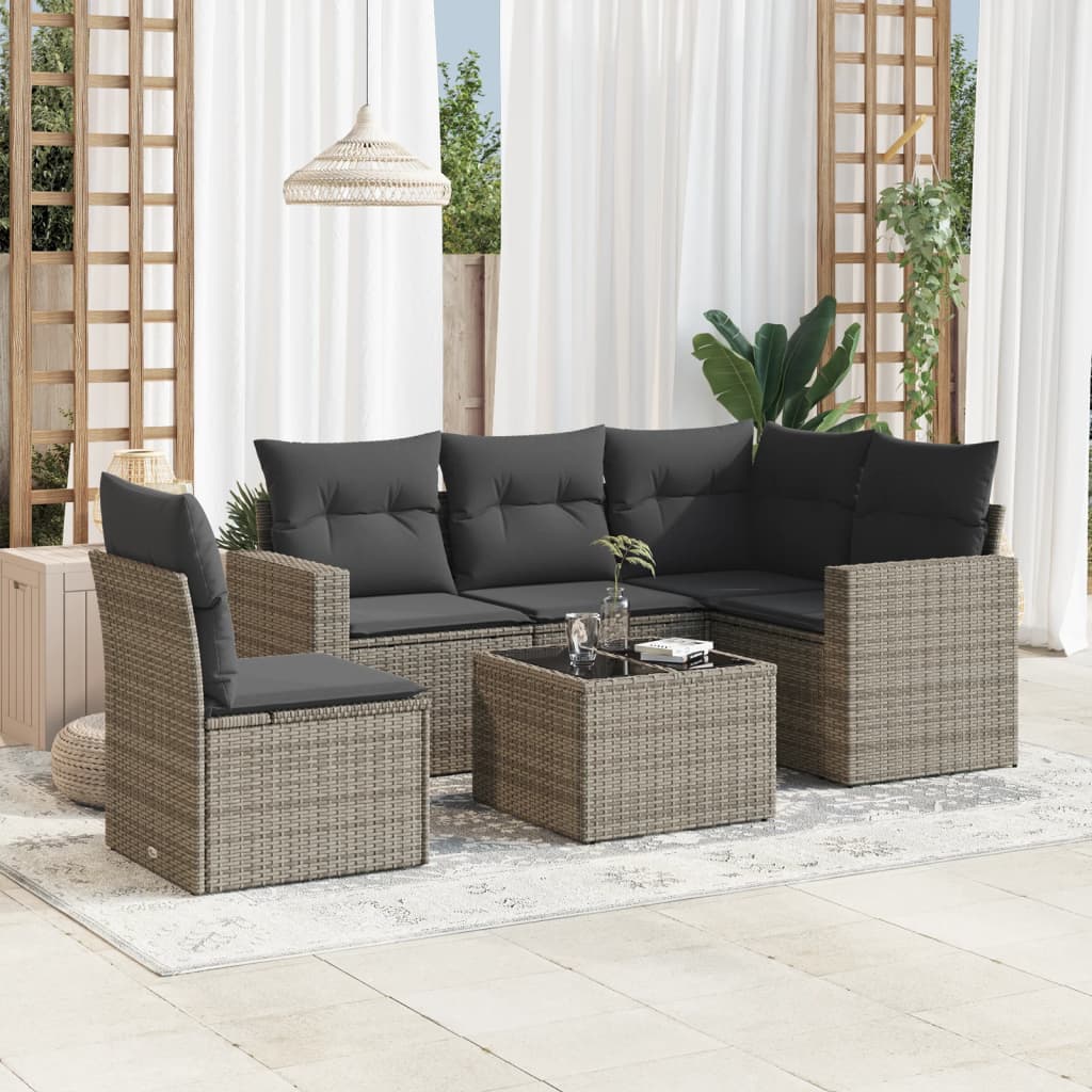 Soffgrupp För Trädgården Med Dynor 5 Delar Beige Konstrotting