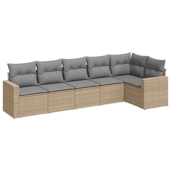 Soffgrupp För Trädgården Med Dynor 6 Delar Beige Konstrotting