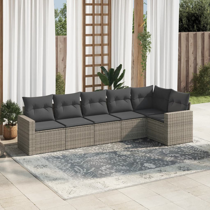 Soffgrupp För Trädgården Med Dynor 6 Delar Beige Konstrotting