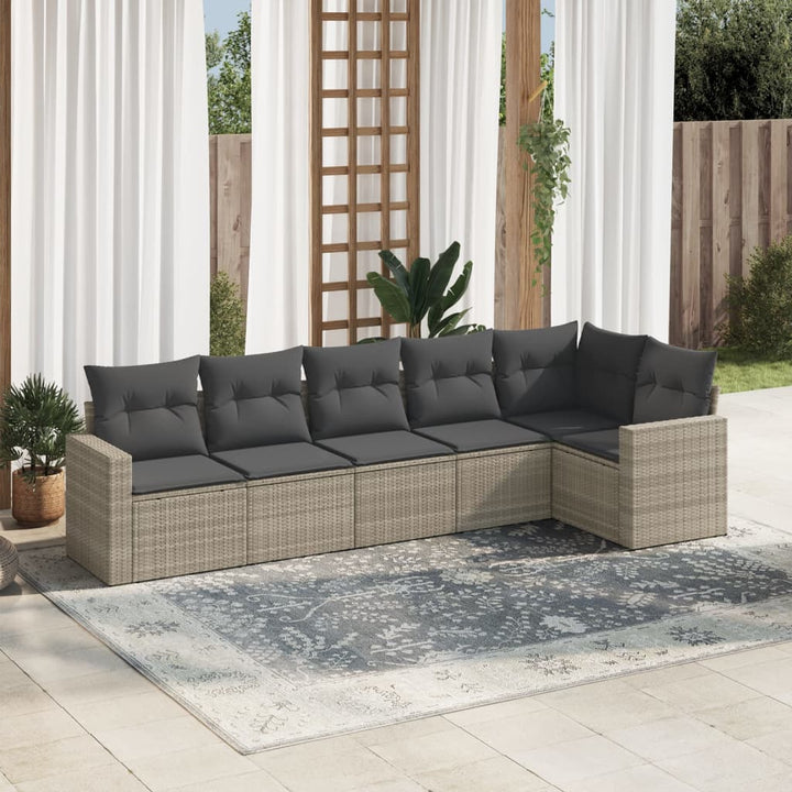 Soffgrupp För Trädgården Med Dynor 6 Delar Beige Konstrotting