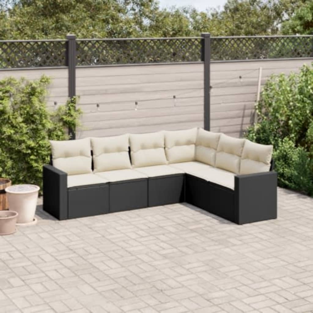 Soffgrupp För Trädgården Med Dynor 6 Delar Beige Konstrotting