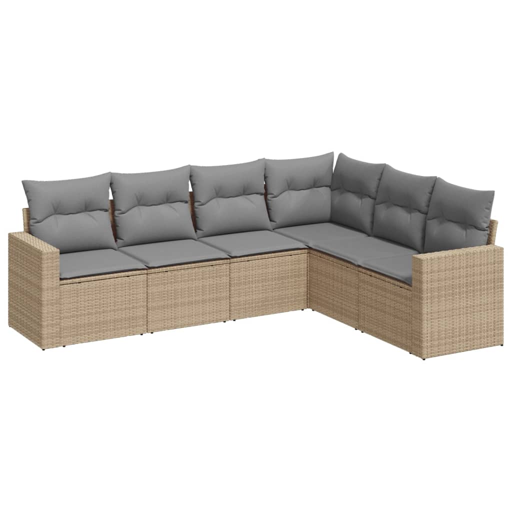 Soffgrupp För Trädgården Med Dynor 6 Delar Beige Konstrotting