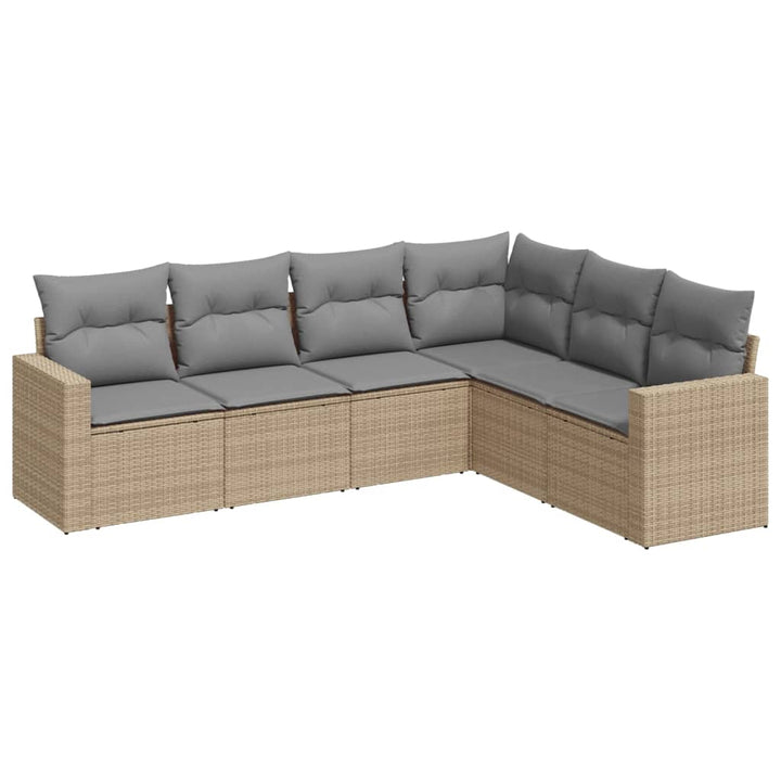 Soffgrupp För Trädgården Med Dynor 6 Delar Beige Konstrotting