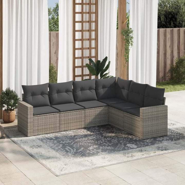 Soffgrupp För Trädgården Med Dynor 6 Delar Beige Konstrotting