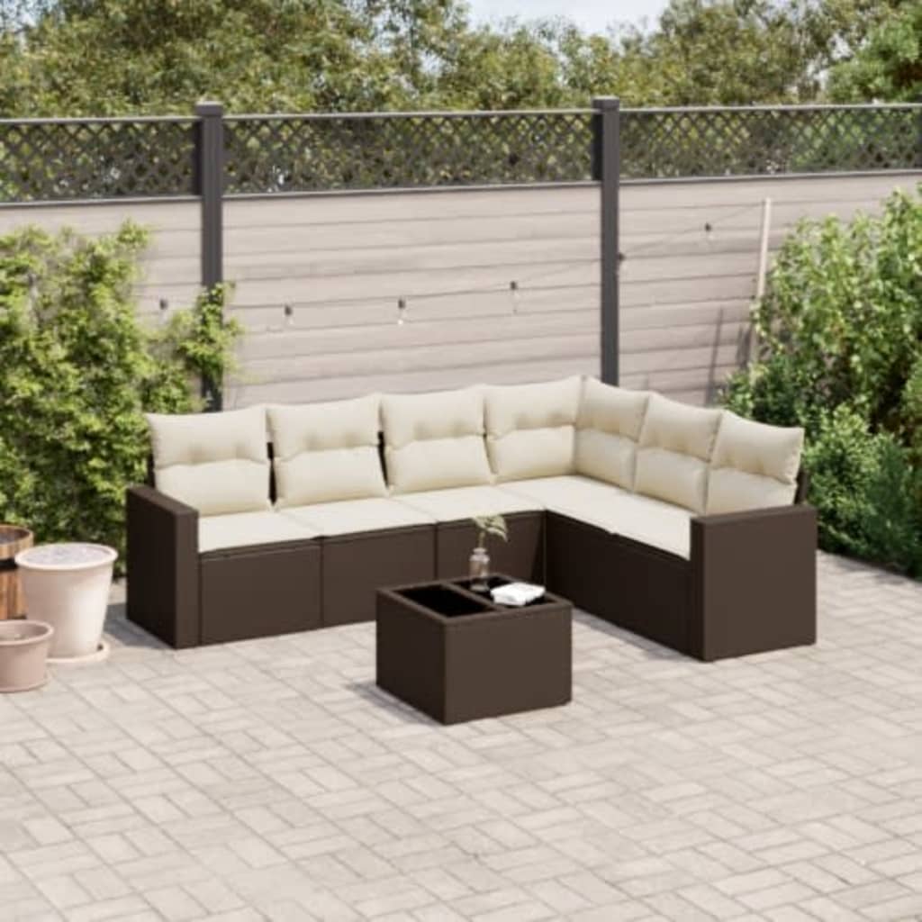 Soffgrupp För Trädgården Med Dynor 6 Delar Beige Konstrotting