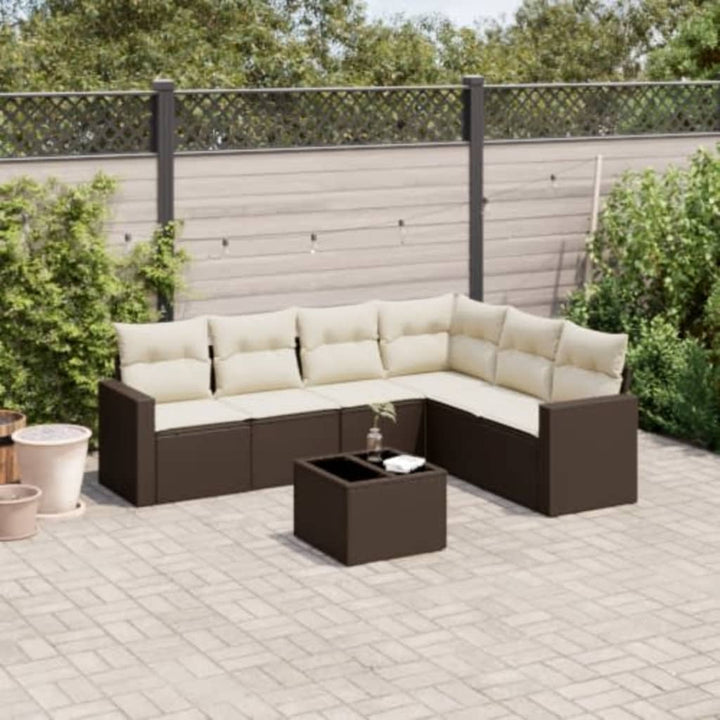 Soffgrupp För Trädgården Med Dynor 6 Delar Beige Konstrotting