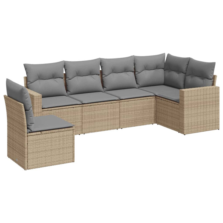 Soffgrupp För Trädgården Med Dynor 6 Delar Beige Konstrotting