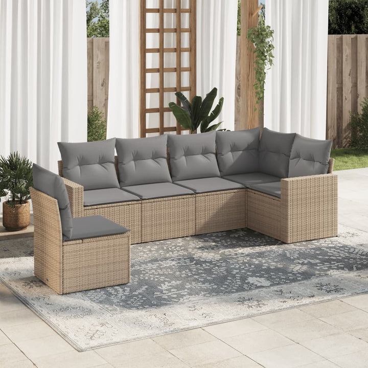Soffgrupp För Trädgården Med Dynor 6 Delar Beige Konstrotting