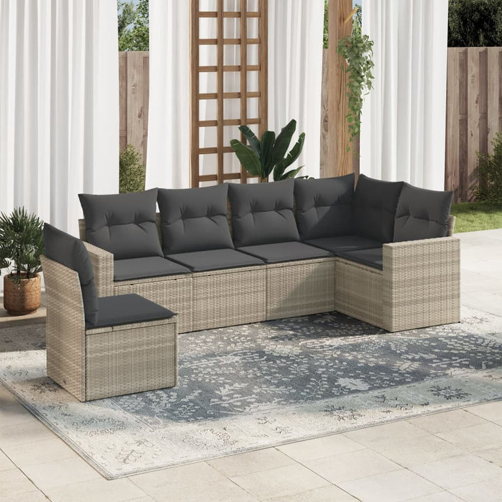 Soffgrupp För Trädgården Med Dynor 6 Delar Beige Konstrotting