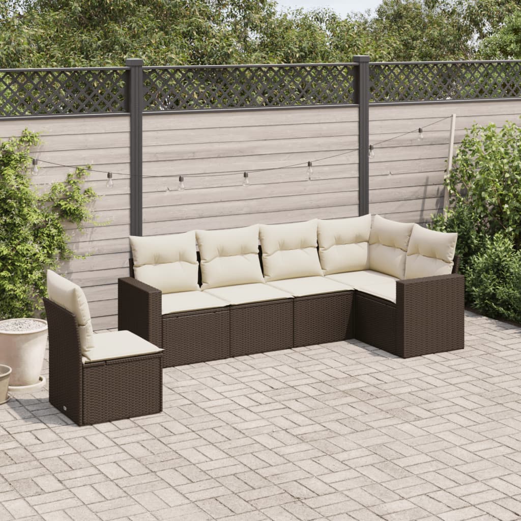 Soffgrupp För Trädgården Med Dynor 6 Delar Beige Konstrotting
