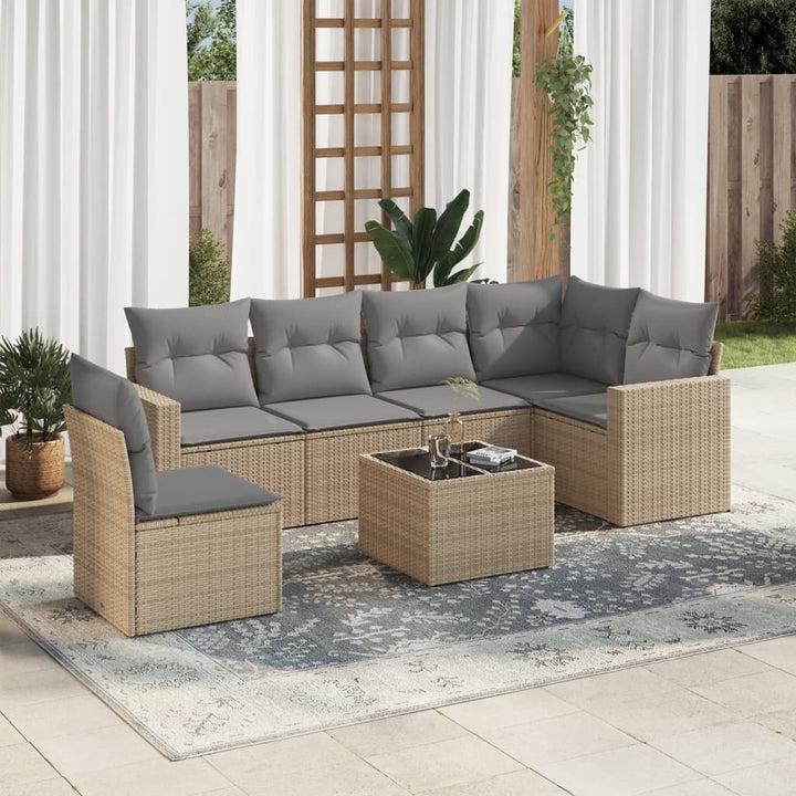 Soffgrupp För Trädgården Med Dynor 6 Delar Beige Konstrotting
