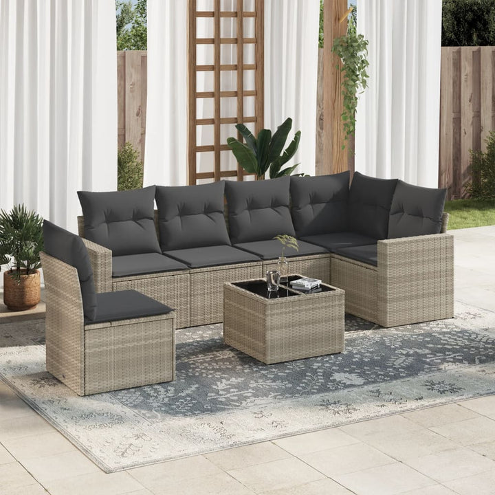 Soffgrupp För Trädgården Med Dynor 6 Delar Beige Konstrotting