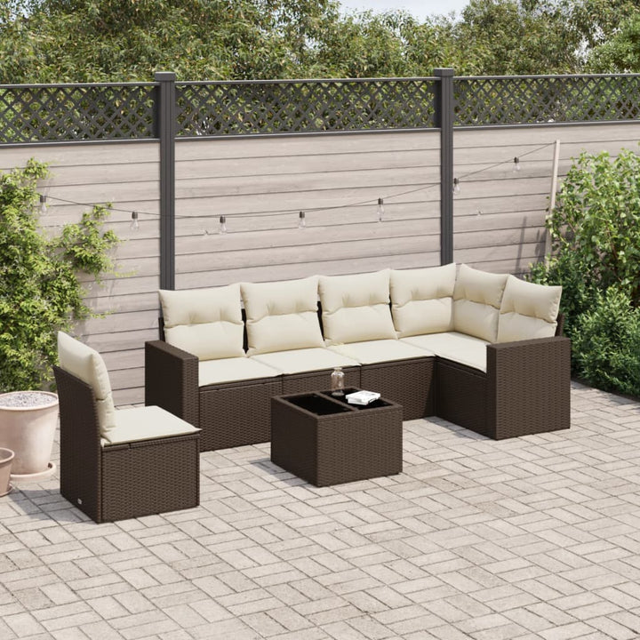 Soffgrupp För Trädgården Med Dynor 6 Delar Beige Konstrotting