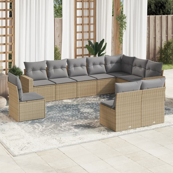 Loungegrupp För Trädgården M. Dynor 11 Delar Beige Konstrotting
