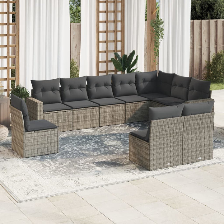 Loungegrupp För Trädgården M. Dynor 11 Delar Beige Konstrotting