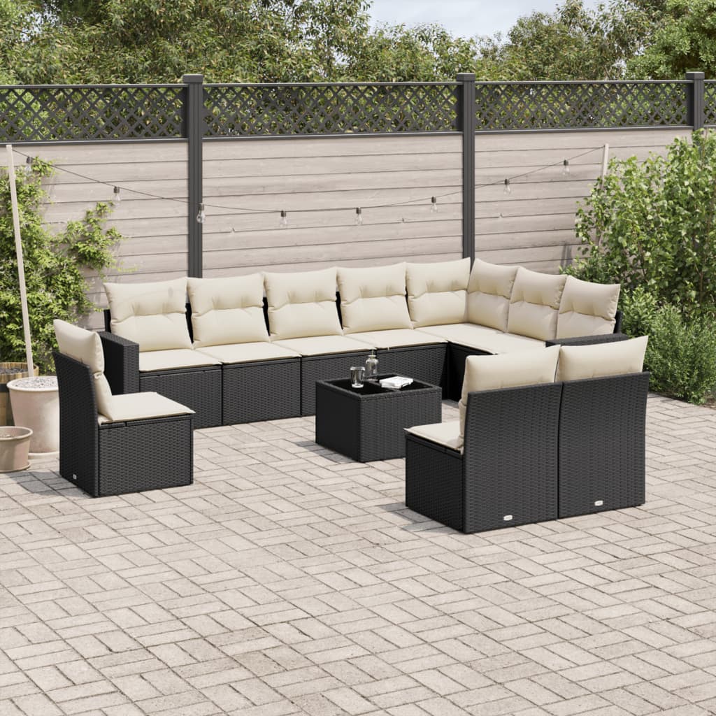 Loungegrupp För Trädgården M. Dynor 11 Delar Beige Konstrotting