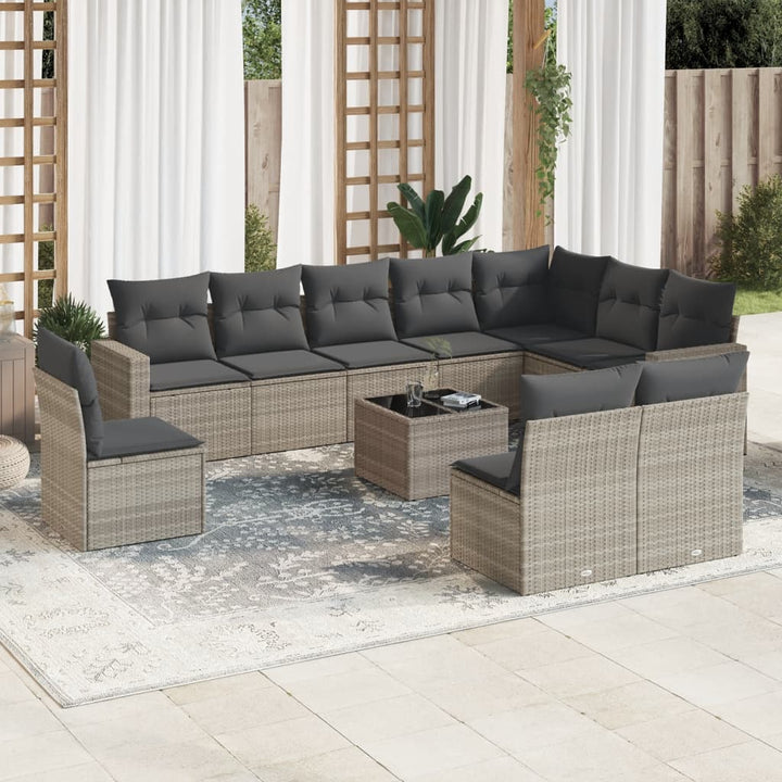 Loungegrupp För Trädgården M. Dynor 11 Delar Beige Konstrotting