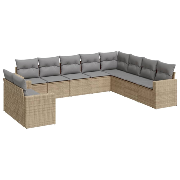 Soffgrupp För Trädgård Med Dynor 10 Delar Beige Konstrotting