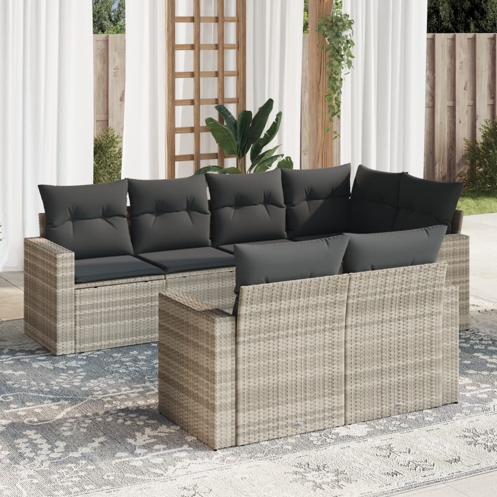 Matgrupp För Trädgården Med Dynor 7 Delar Beige Konstrotting