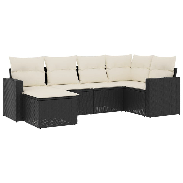 Loungegrupp Med Dynor 6 Delar Svart Konstrotting