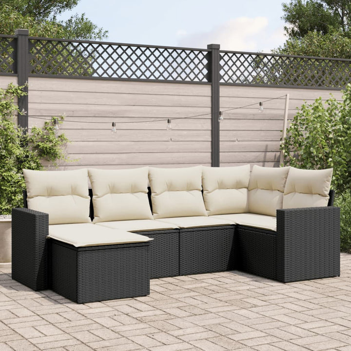 Loungegrupp Med Dynor 6 Delar Svart Konstrotting