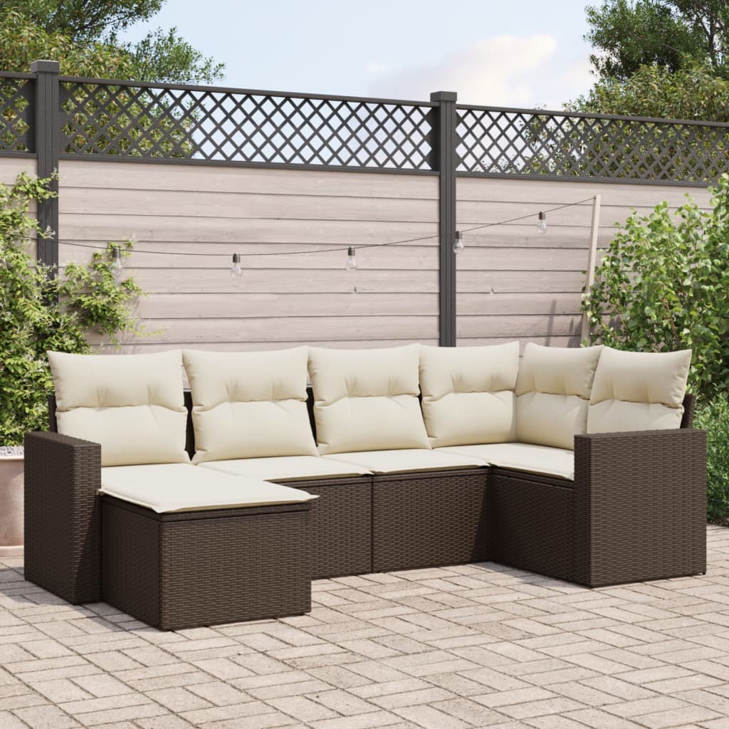 Loungegrupp Med Dynor 6 Delar Svart Konstrotting