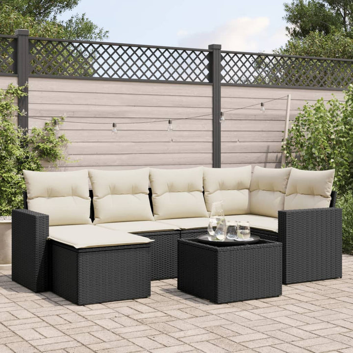 Loungegrupp Med Dynor 6 Delar Svart Konstrotting