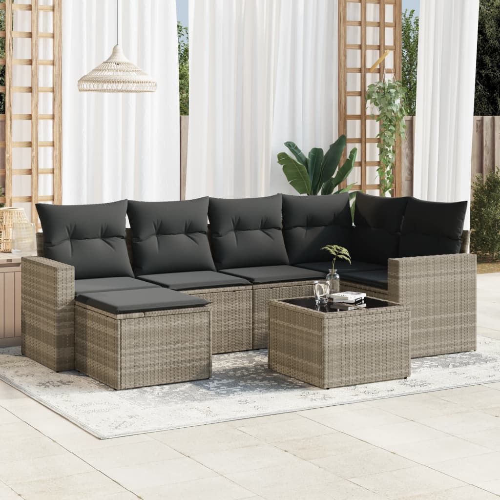 Loungegrupp Med Dynor 6 Delar Svart Konstrotting