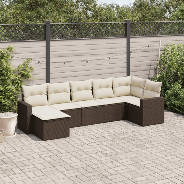 Matgrupp För Trädgården Med Dynor 8 Delar Beige Konstrotting