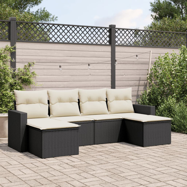 Soffgrupp För Trädgården Med Dynor 6 Delar Beige Konstrotting