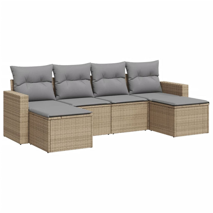 Soffgrupp För Trädgården Med Dynor 6 Delar Beige Konstrotting