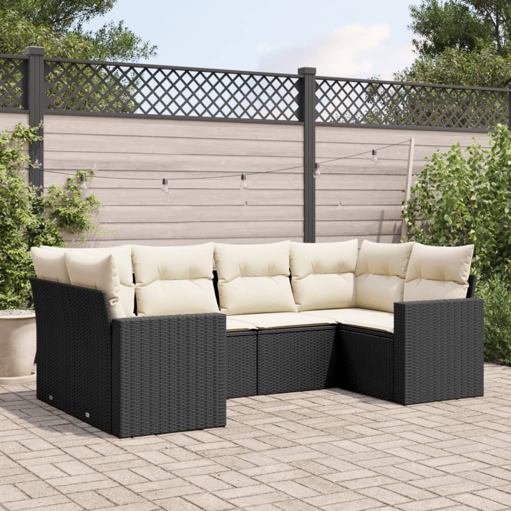 Soffgrupp För Trädgården Med Dynor 6 Delar Beige Konstrotting