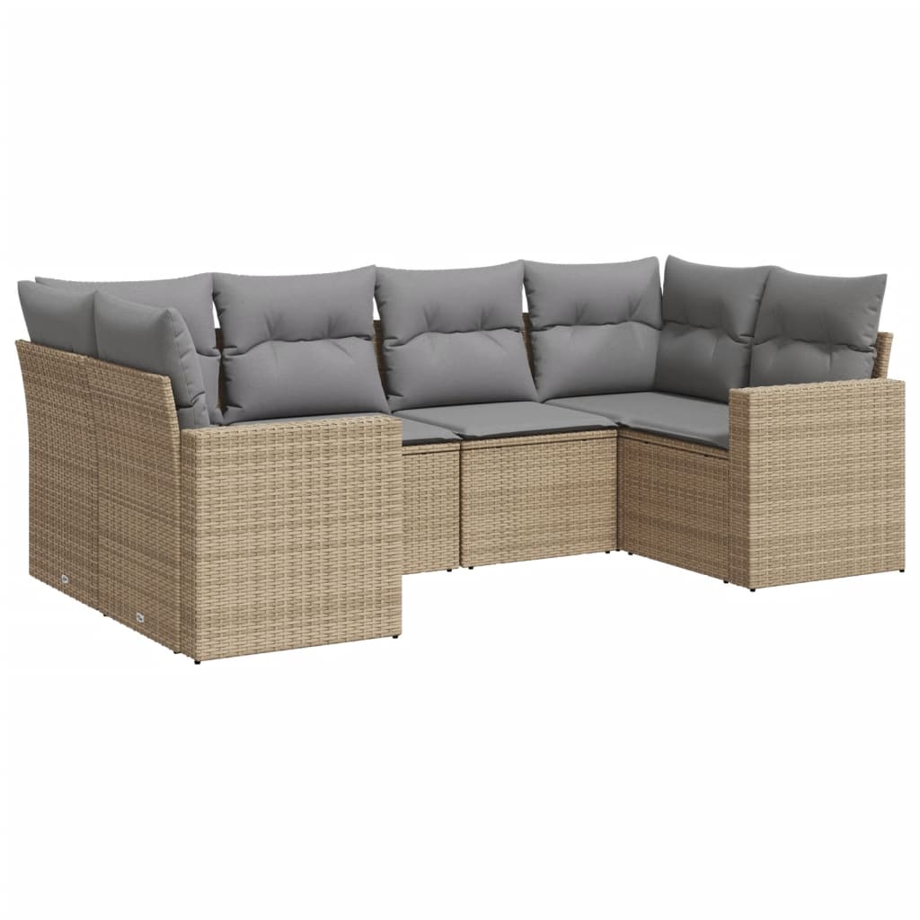 Soffgrupp För Trädgården Med Dynor 6 Delar Beige Konstrotting