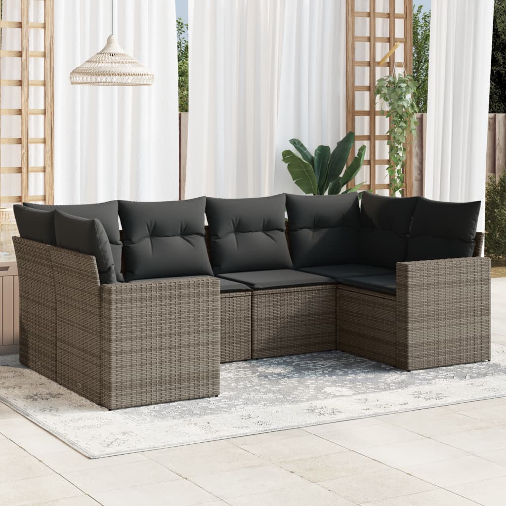 Soffgrupp För Trädgården Med Dynor 6 Delar Beige Konstrotting