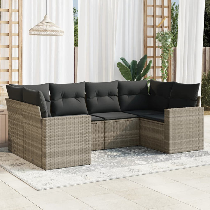 Soffgrupp För Trädgården Med Dynor 6 Delar Beige Konstrotting