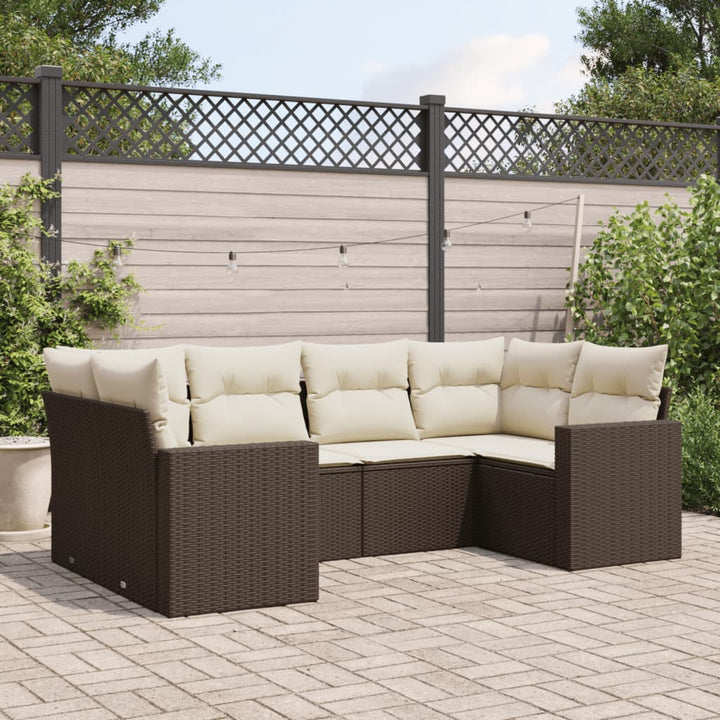 Soffgrupp För Trädgården Med Dynor 6 Delar Beige Konstrotting