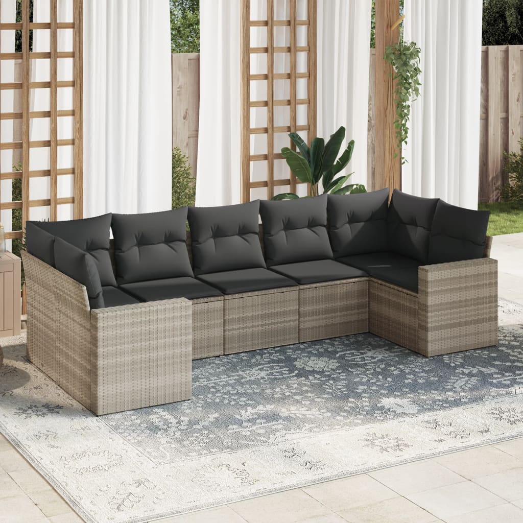Matgrupp För Trädgården Med Dynor 7 Delar Beige Konstrotting