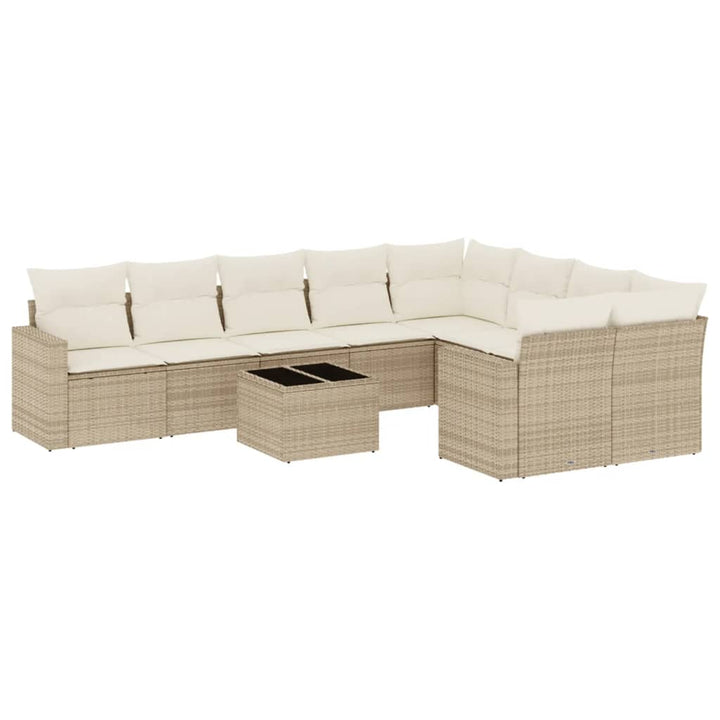 Soffgrupp För Trädgård Med Dynor 10 Delar Beige Konstrotting