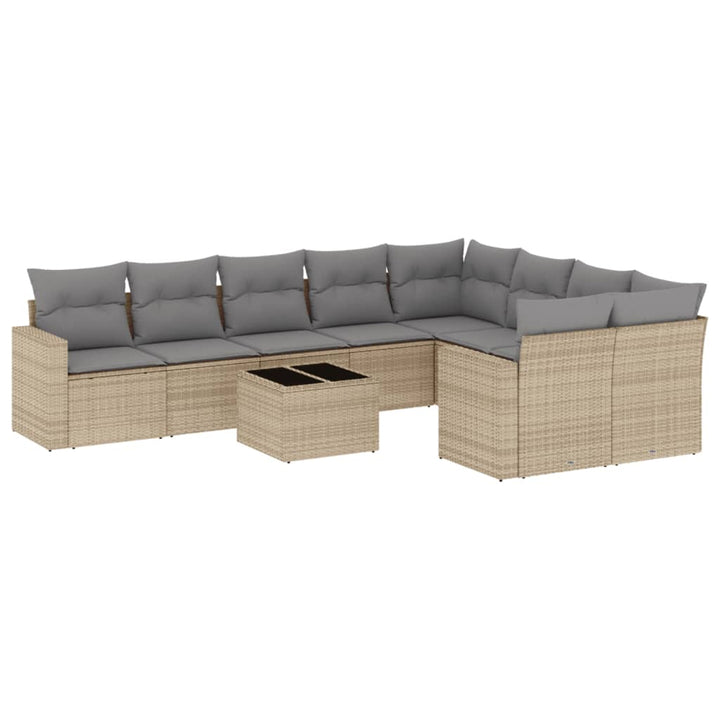Soffgrupp För Trädgård Med Dynor 10 Delar Beige Konstrotting