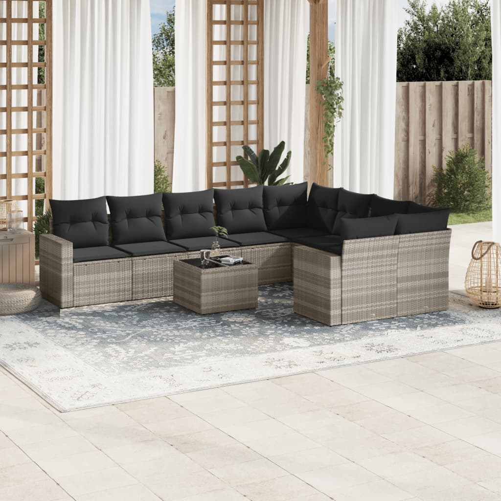 Soffgrupp För Trädgård Med Dynor 10 Delar Beige Konstrotting