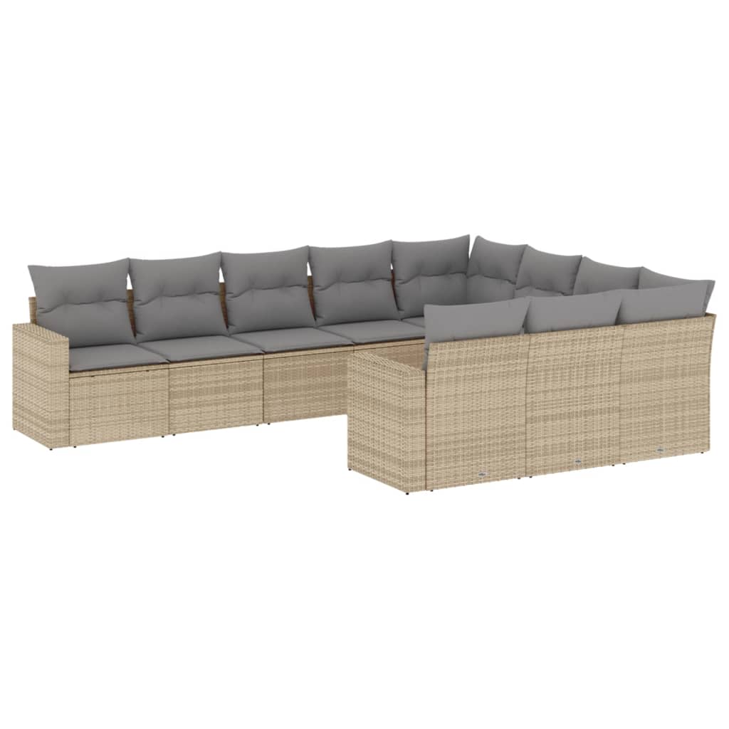 Soffgrupp För Trädgård Med Dynor 10 Delar Beige Konstrotting
