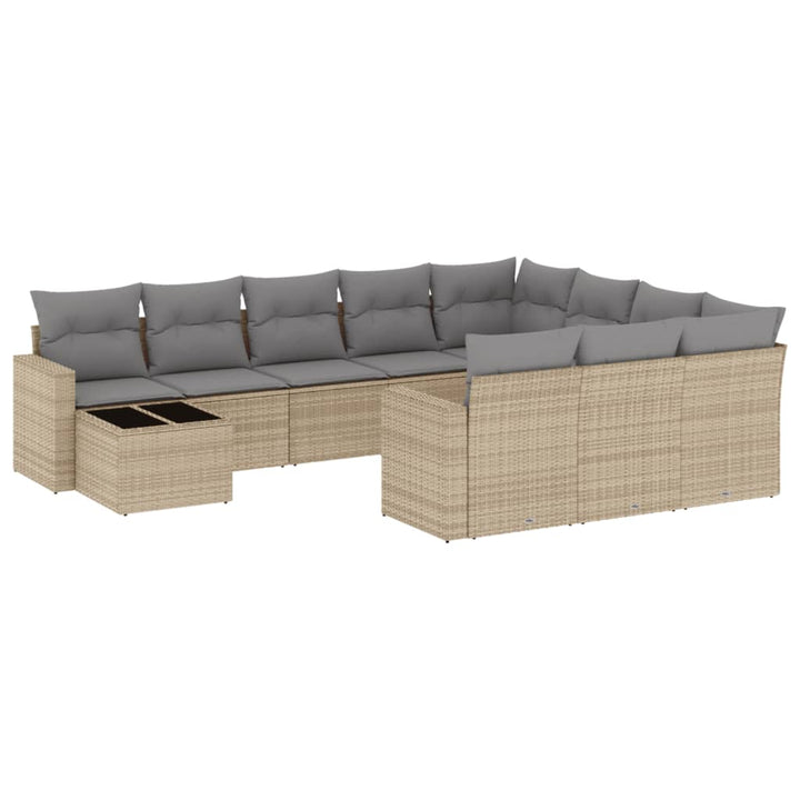 Loungegrupp För Trädgården M. Dynor 11 Delar Beige Konstrotting