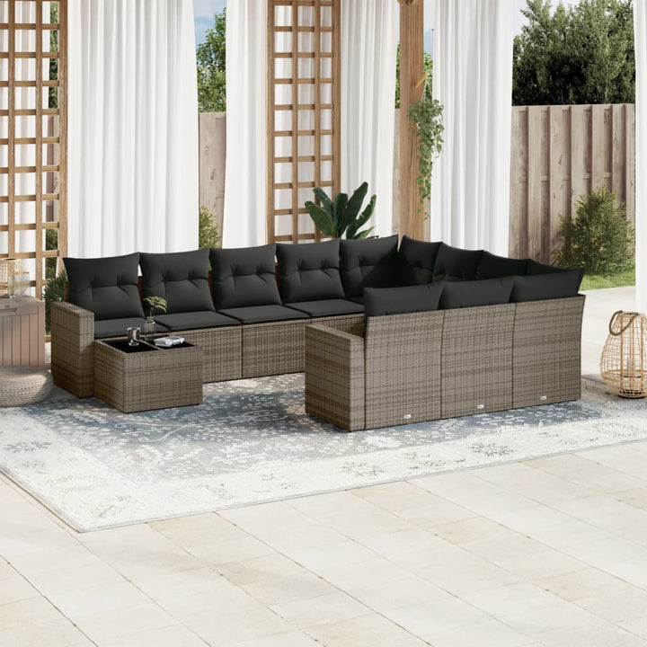 Loungegrupp För Trädgården M. Dynor 11 Delar Beige Konstrotting